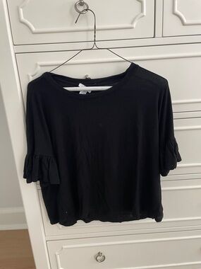 Black Ruffle Sleeve Women's Top